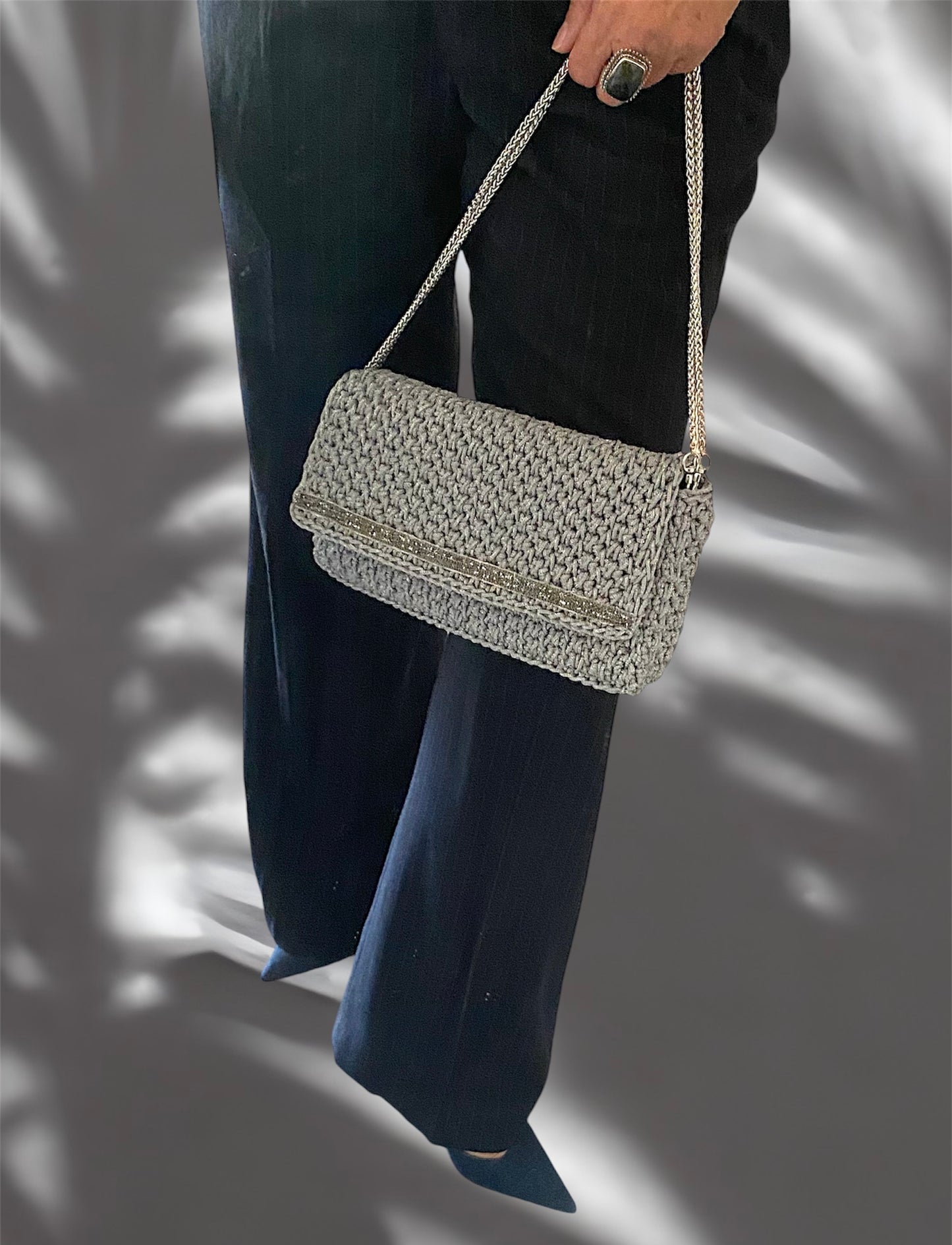 Sac classique L gris clair liseré