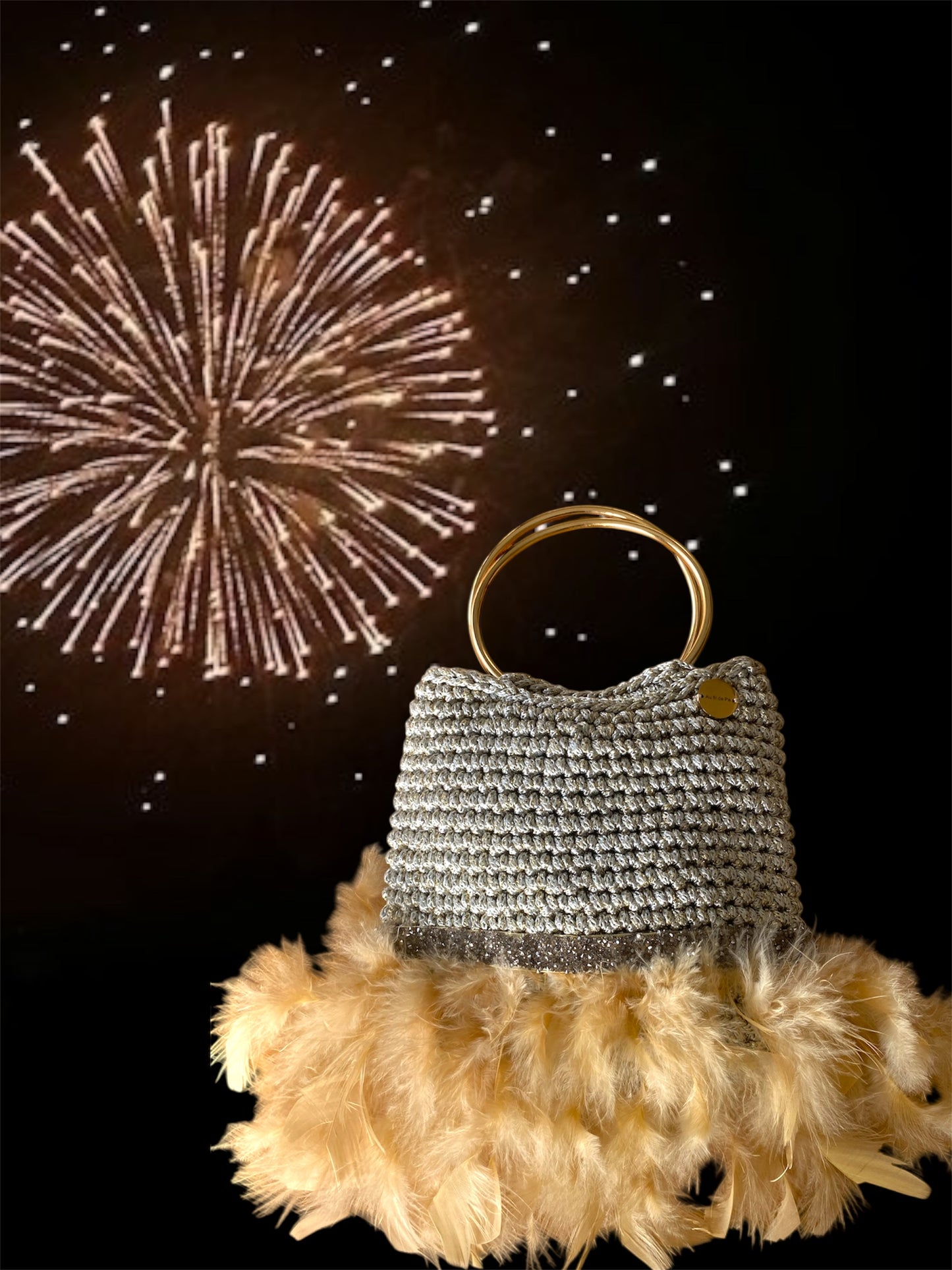 Sac soirée beige doré